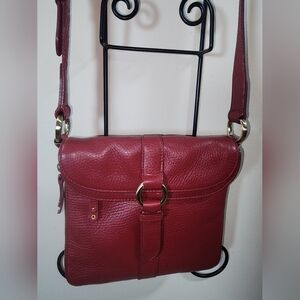 Cole Haan Red Leather Gold Hardware Crossbody Purse